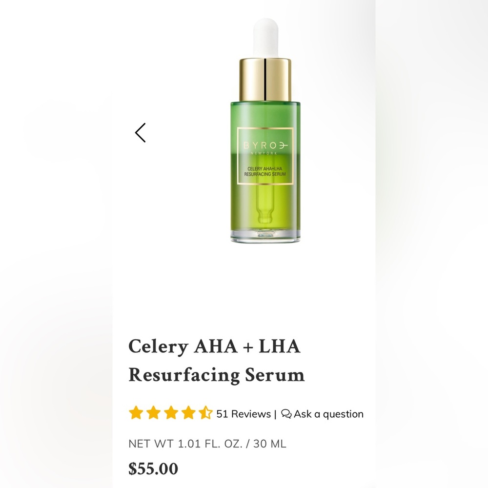 BYROE New York - celery AHA+LHA resurfacing serum